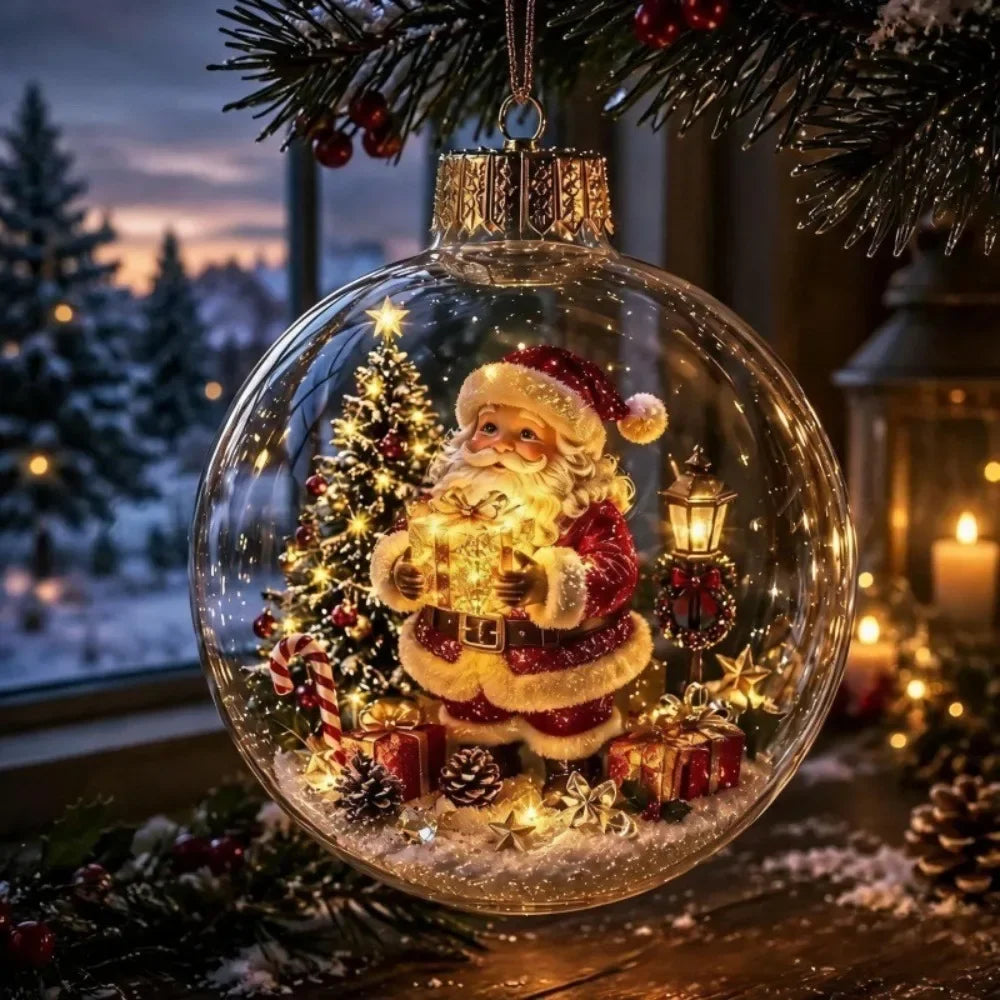 Clear Christmas Scene Ball Ornament