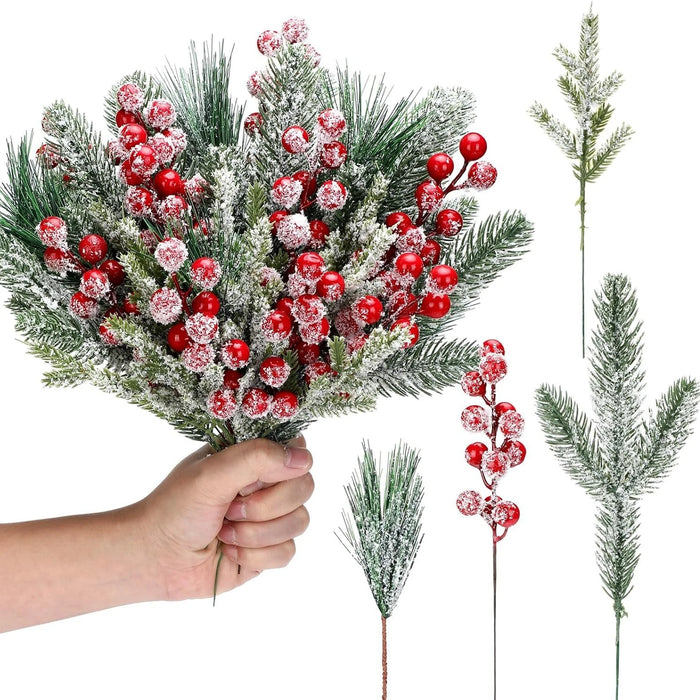 Snowy Pine and Berry Decorative Picks