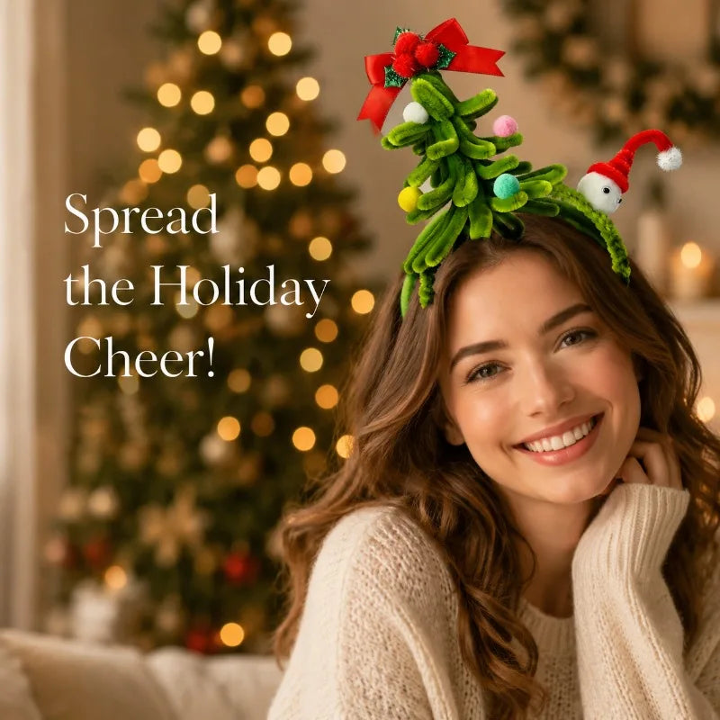 Christmas Tree Pom-Pom Headband