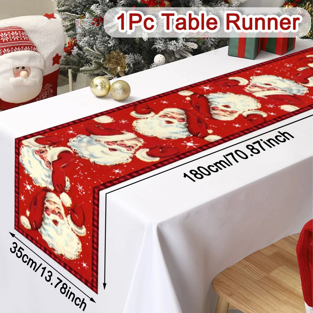 Santa & Holiday Motif Table Runner