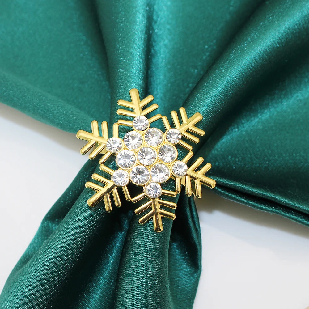 Rhinestone Christmas Napkin Rings — Set of 6