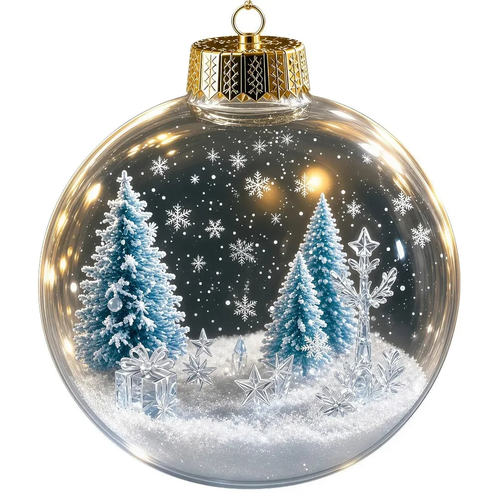 Clear Christmas Scene Ball Ornament