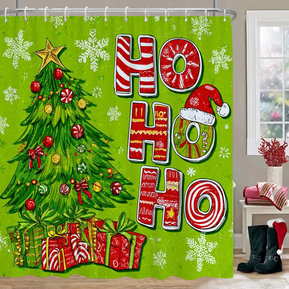 Snowman and Reindeer Christmas Shower Curtains