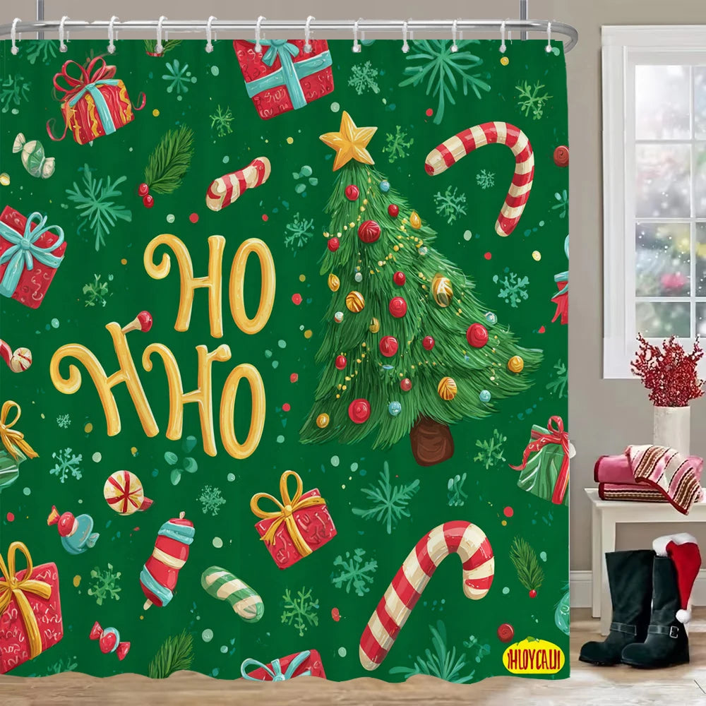 Snowman and Reindeer Christmas Shower Curtains
