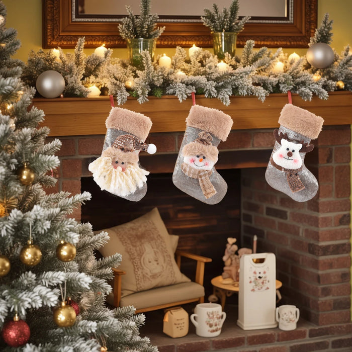 Mini Christmas Stocking Gift Bags — Set of 3
