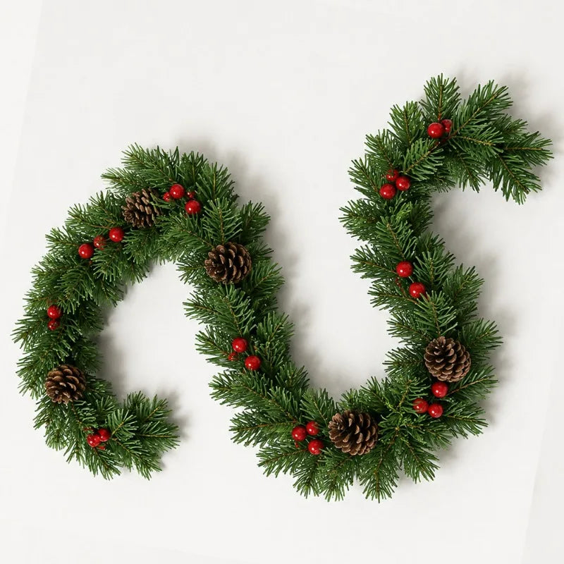 Pinecone & Red Berry Christmas Garland