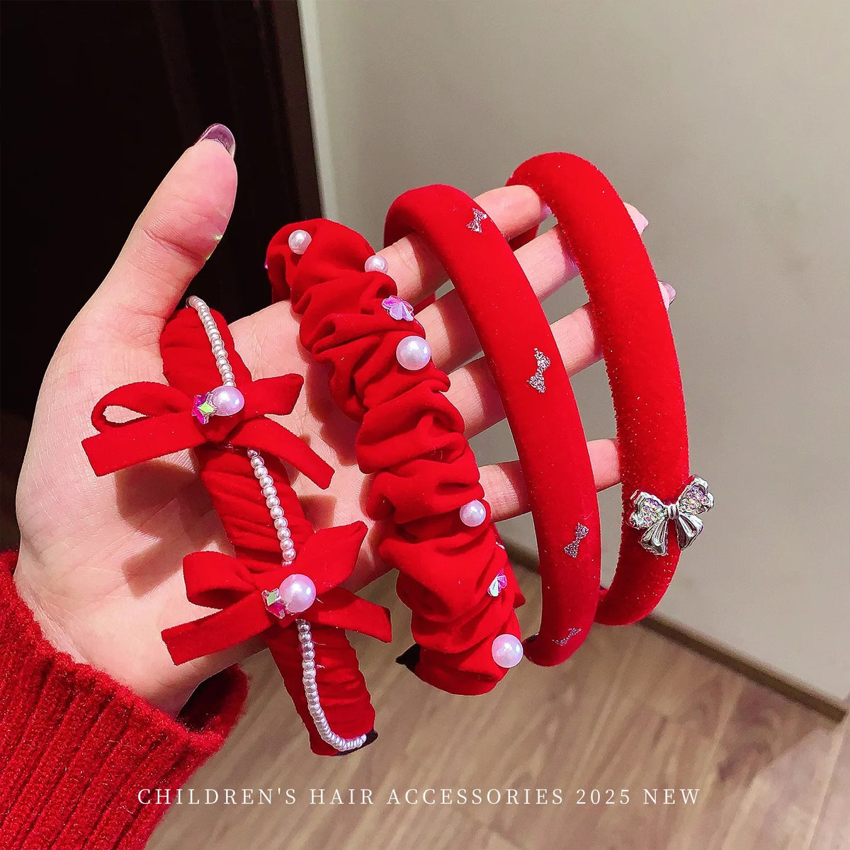Wine-Red Holiday Headbands