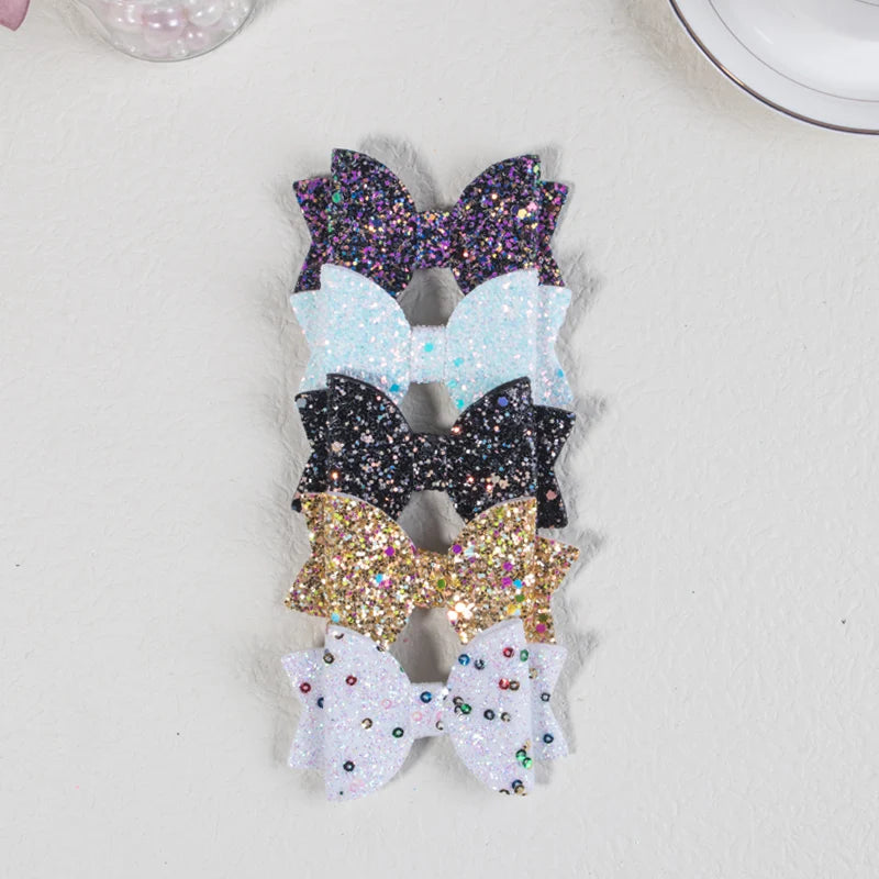 Sparkling Bow Hair Clips — Set of 5