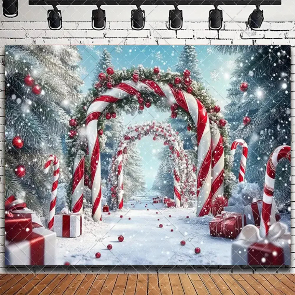 Santa & Fireplace Christmas Photo Backdrop