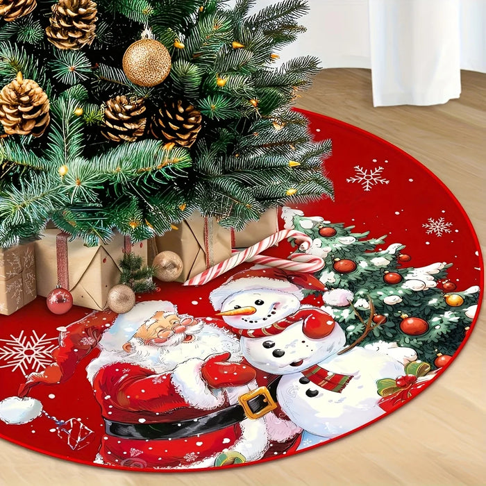 Red Santa and Snowflake Tree Skirt