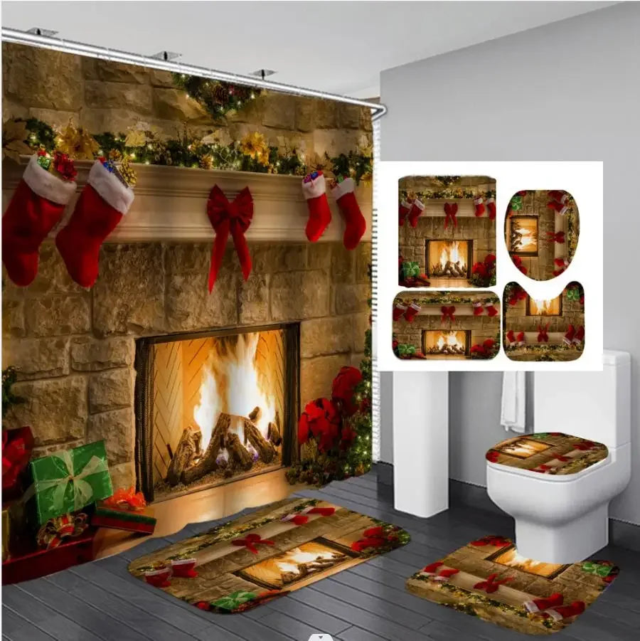Christmas Bathroom Decor — 4-Piece Set