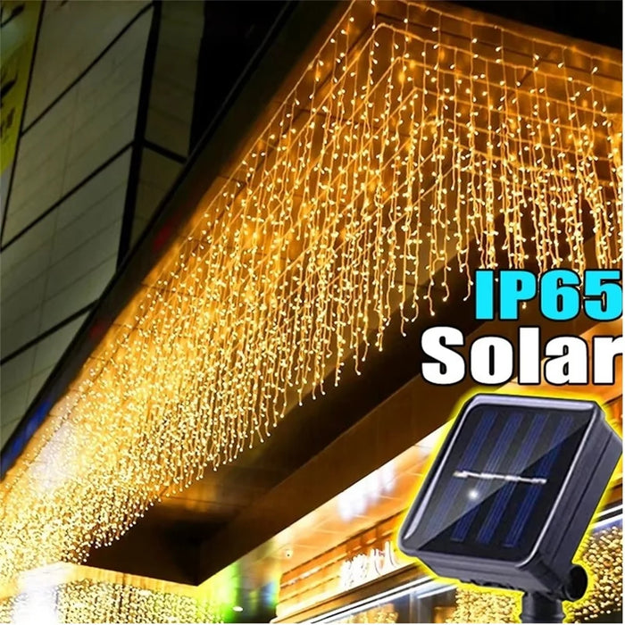 Solar Icicle Curtain Lights — 3.5 m