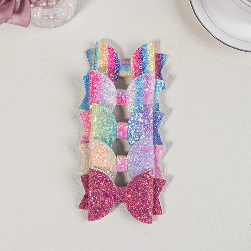 Sparkling Bow Hair Clips — Set of 5