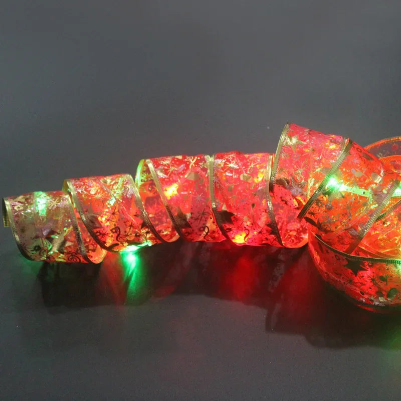 Lighted Christmas Ribbon Garland