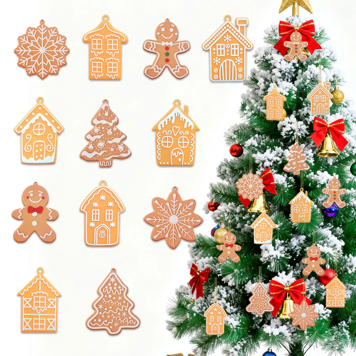Gingerbread Christmas Ornaments — Set of 12