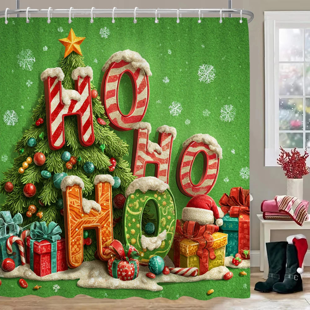 Snowman and Reindeer Christmas Shower Curtains