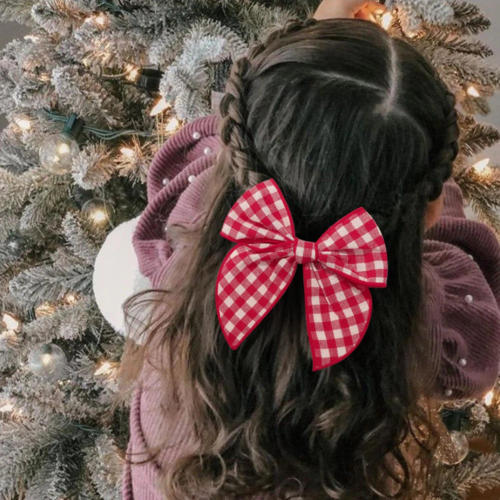 Tartan Bow Hair Accessories — Set of 32