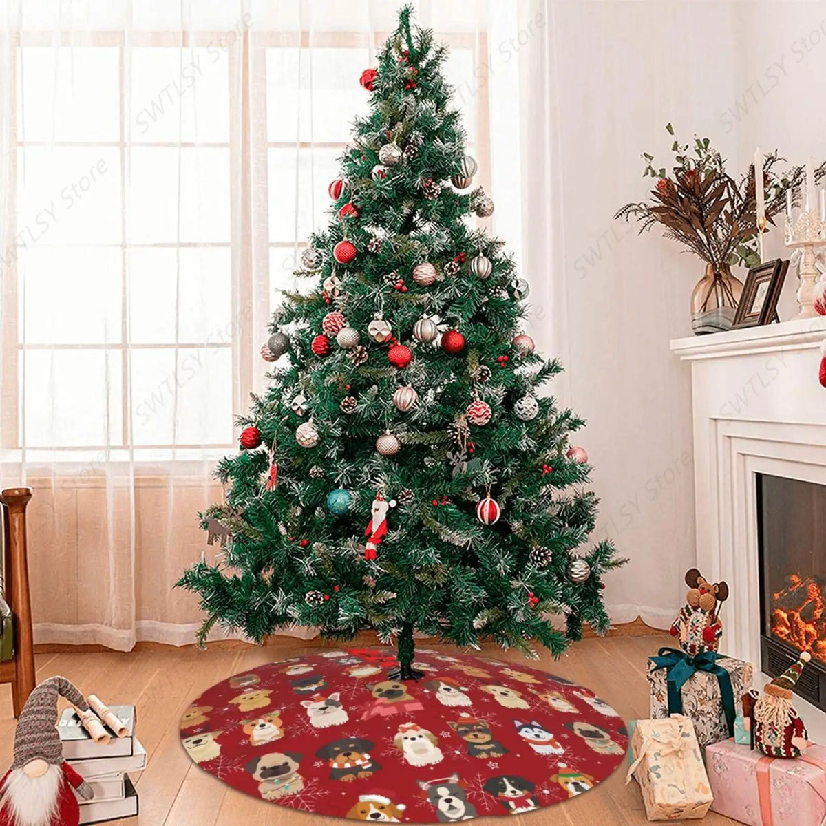 Christmas Dog Tree Skirt — 48 in