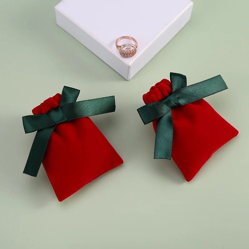 Red Velvet Gift Pouches — Pack of 10