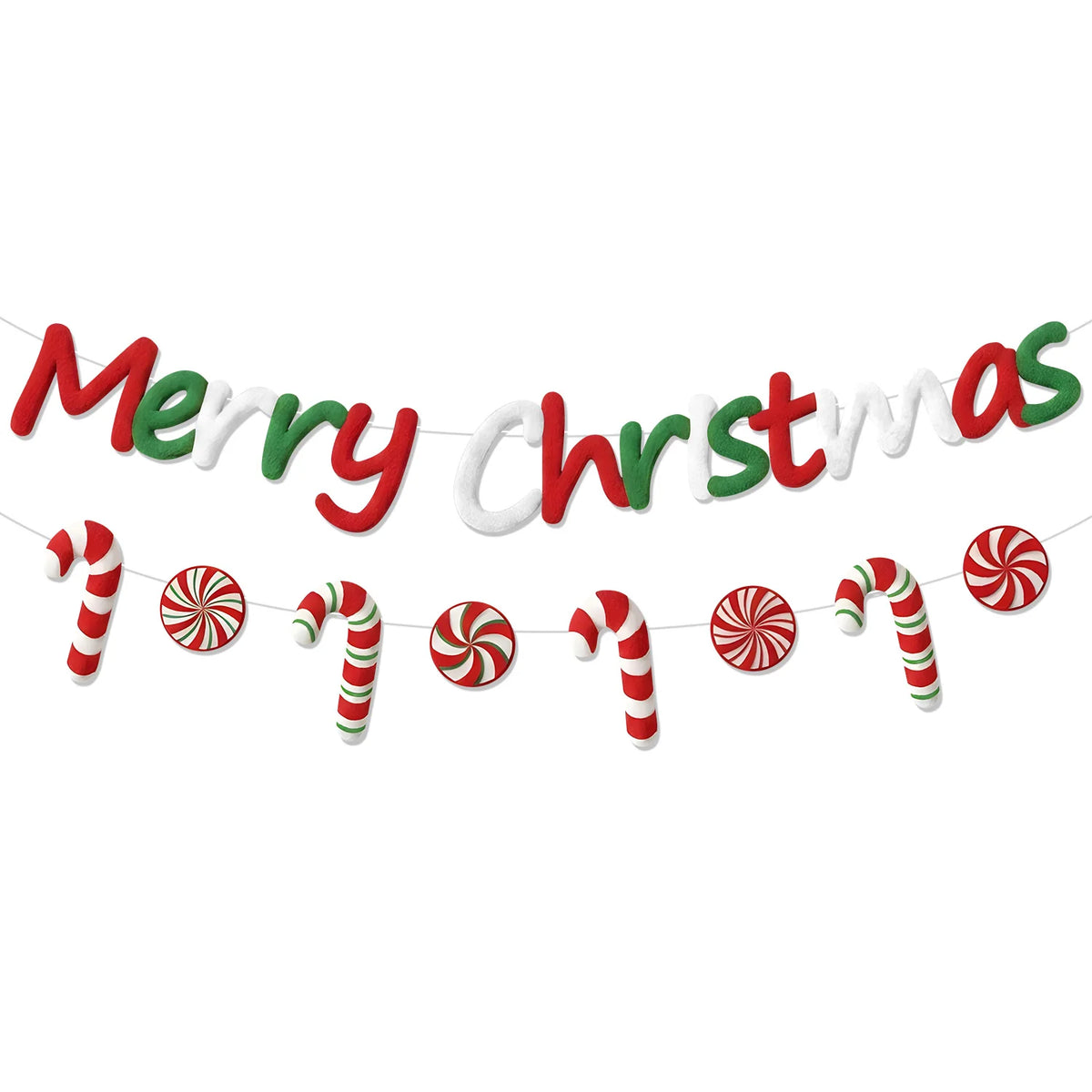 Merry Christmas Felt Candy-Cane Banner