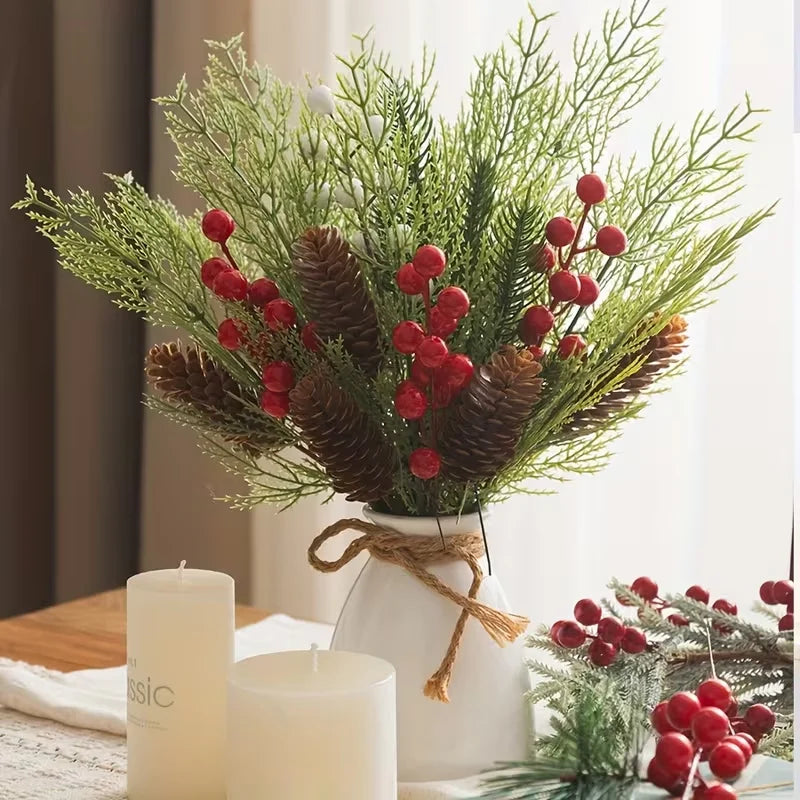 Pinecone and Red Berry Craft Picks
