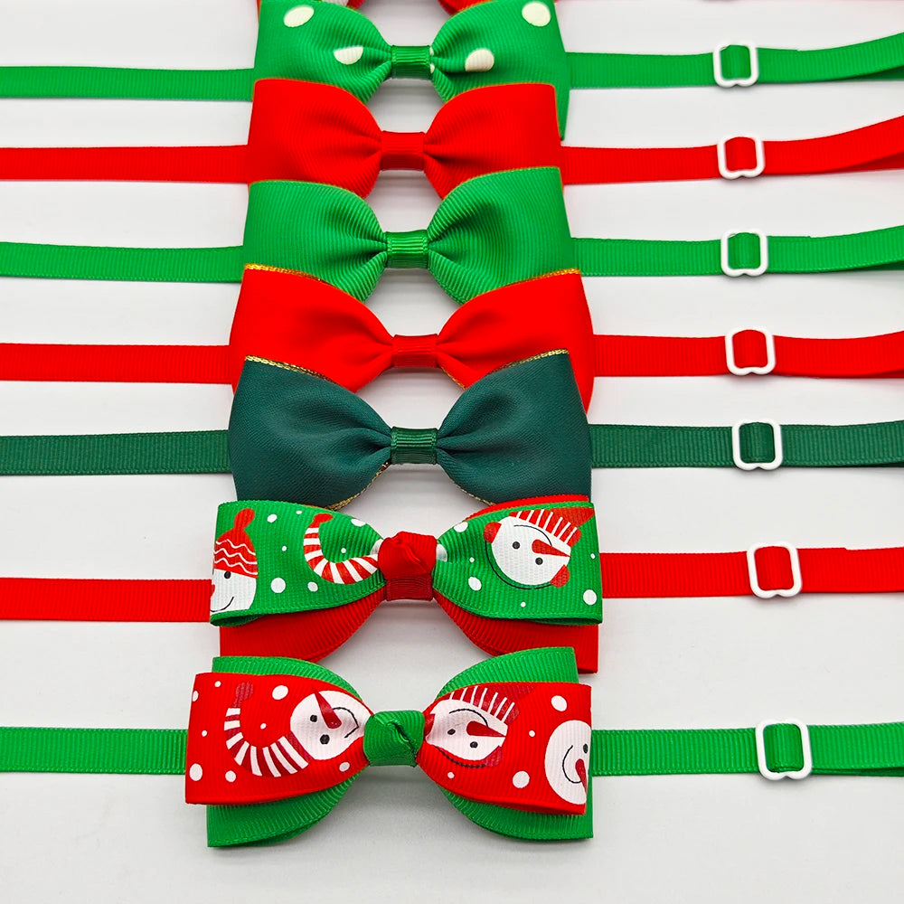 Christmas Pet Bow Ties — Assorted Set of 10