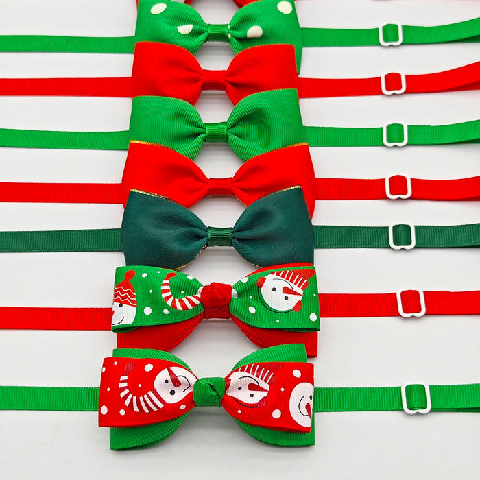 Christmas Pet Bow Ties — Assorted Set of 10