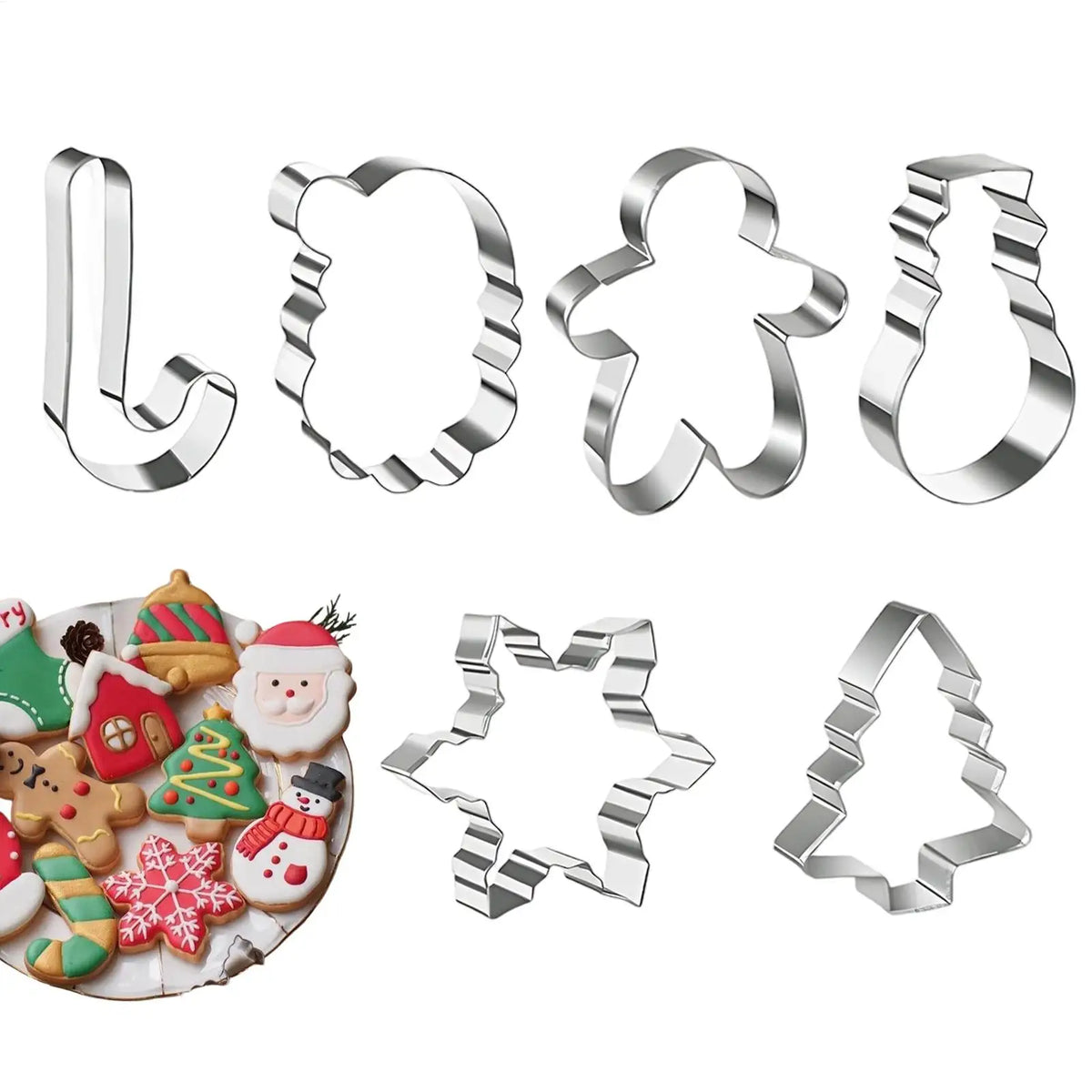 Christmas Cookie Cutters — Six-Piece Steel Set