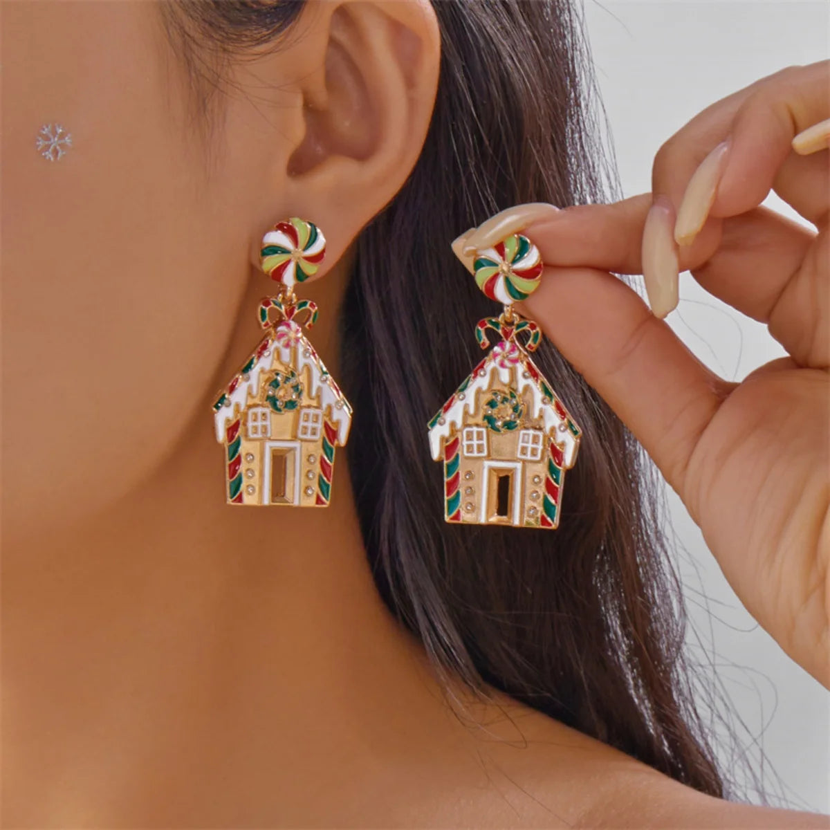 Candy House Christmas Drop Earrings