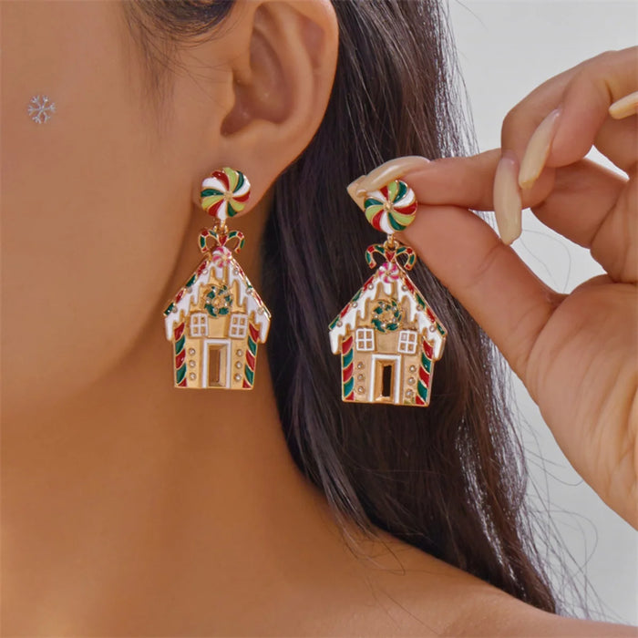 Candy House Christmas Drop Earrings