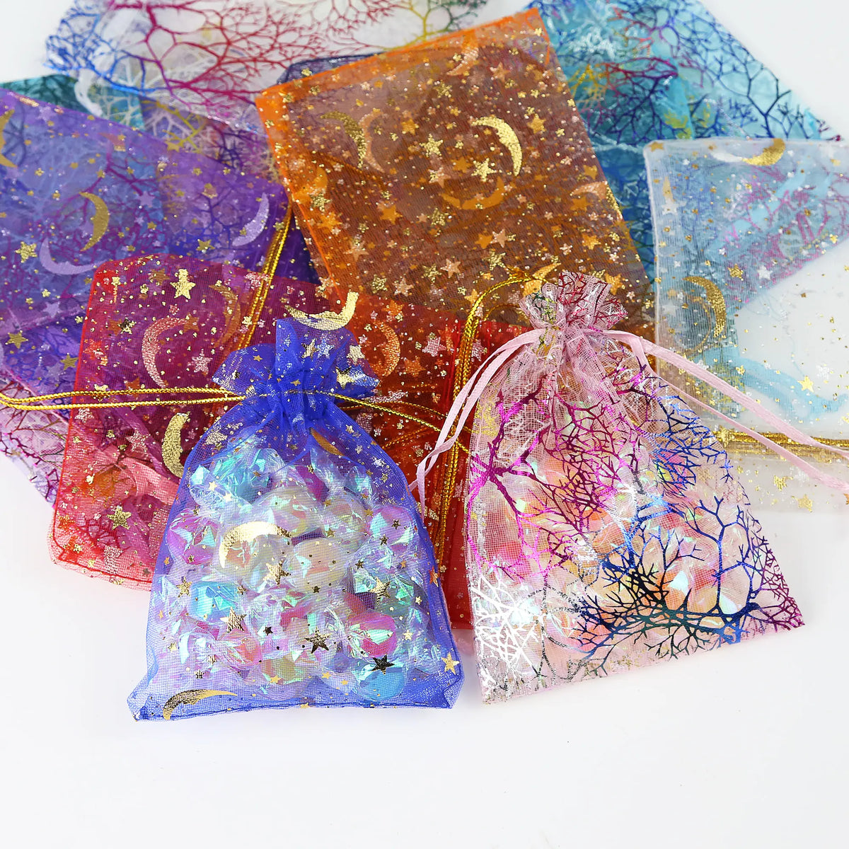 Gold Star Organza Gift Bags — Pack of 100