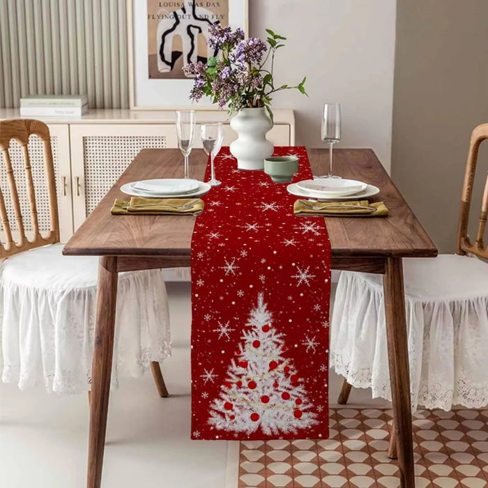 Red Christmas Tree Table Linen