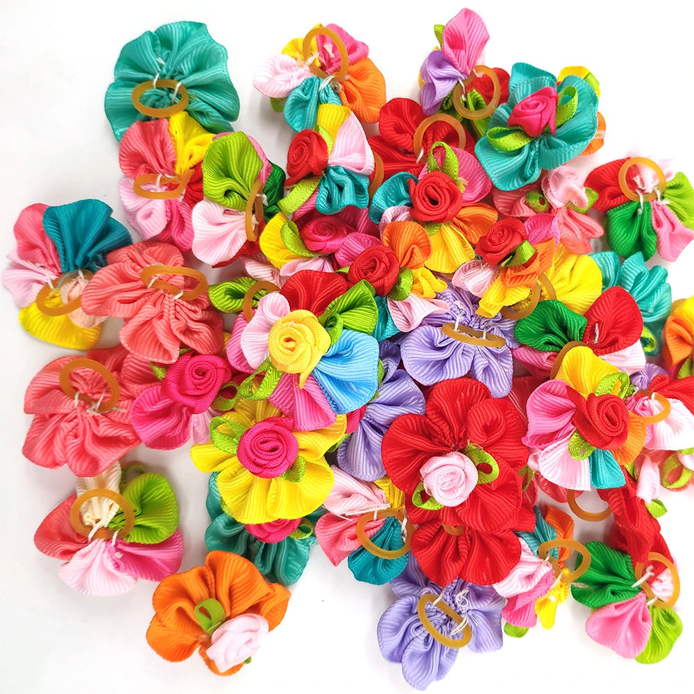 Christmas Pet Hair Bows — Mixed Set of 20