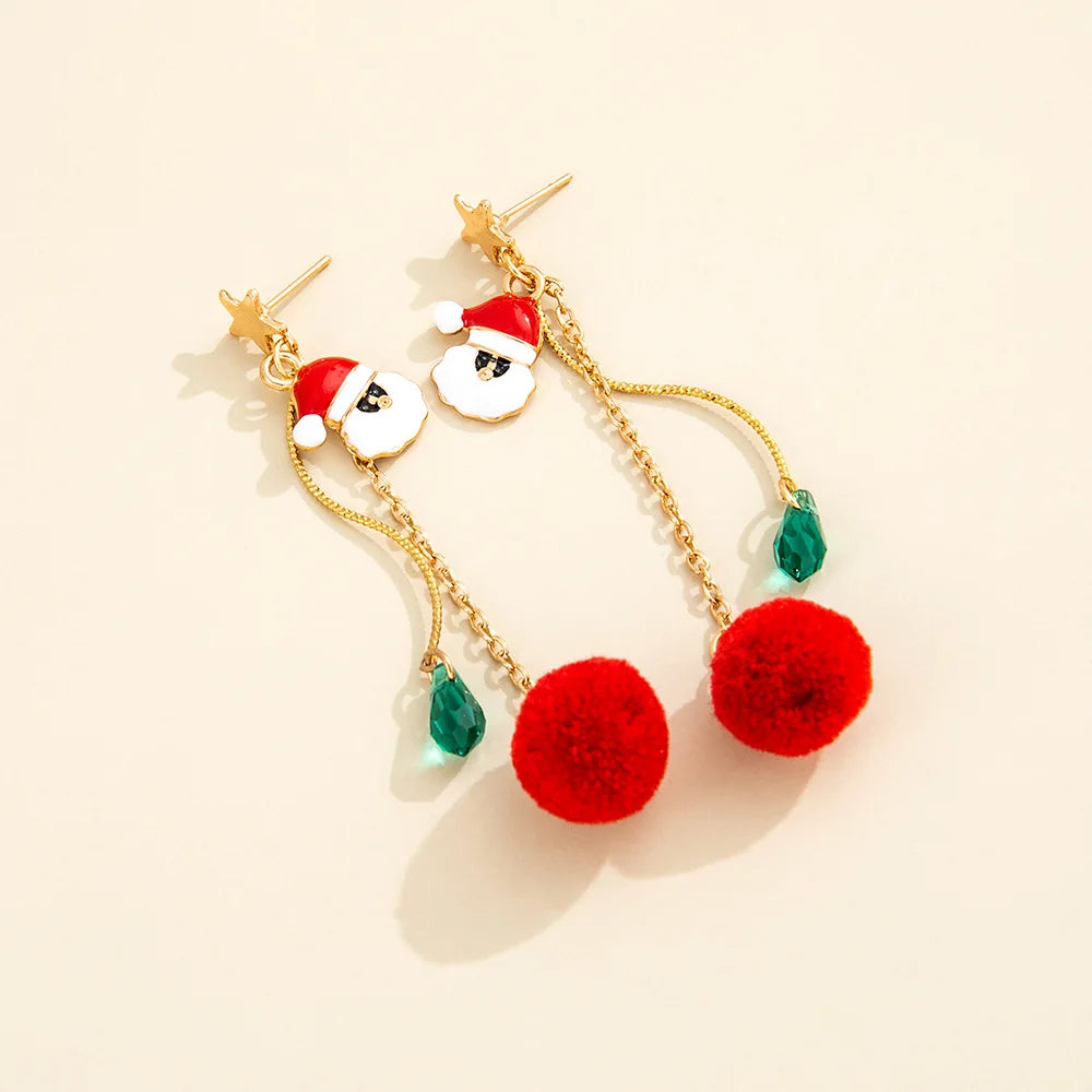 Christmas Bow & Tassel Drop Earrings