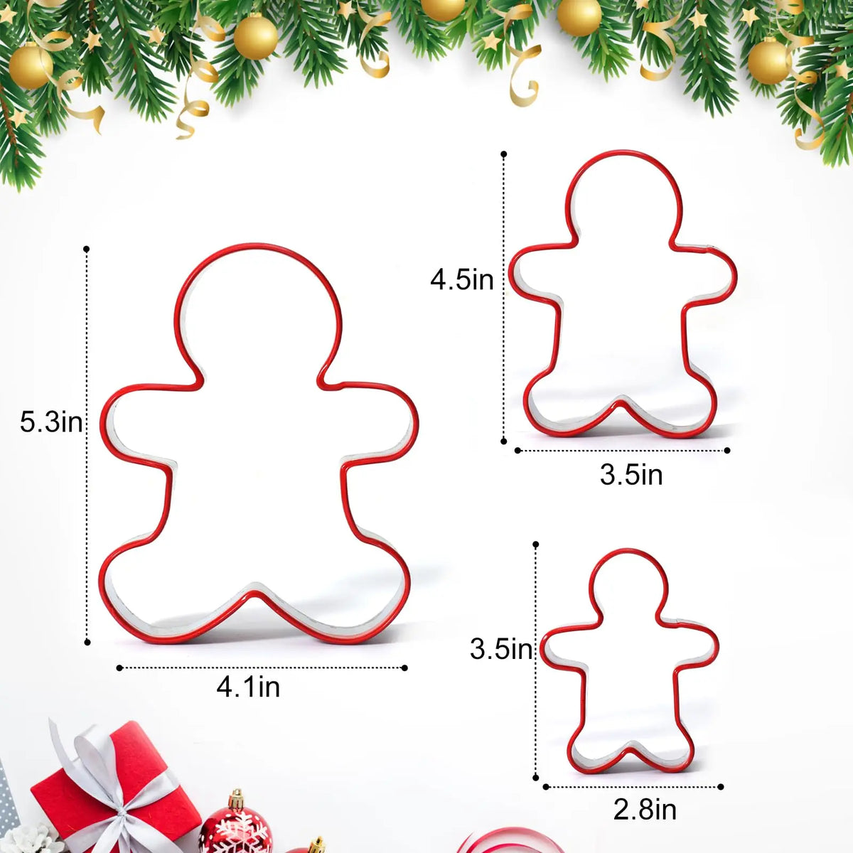 Christmas Tree & Gingerbread Cookie Cutters — Set of 3
