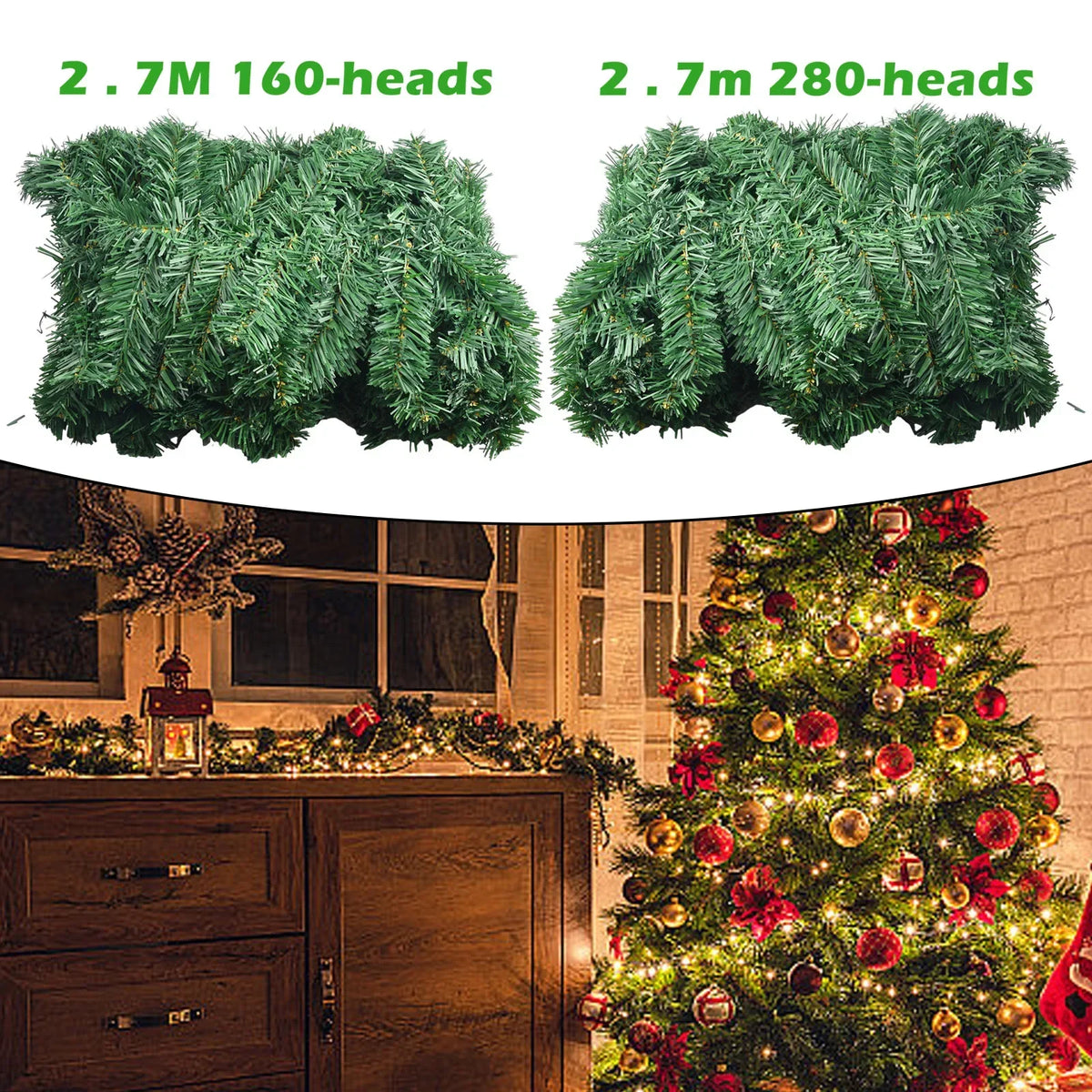 Full Pine Christmas Garland — 2.7 m