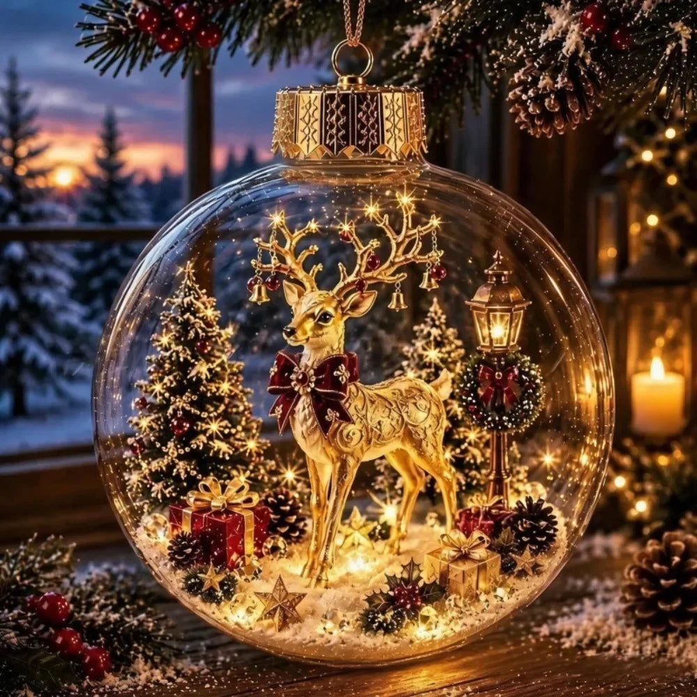 Clear Christmas Scene Ball Ornament