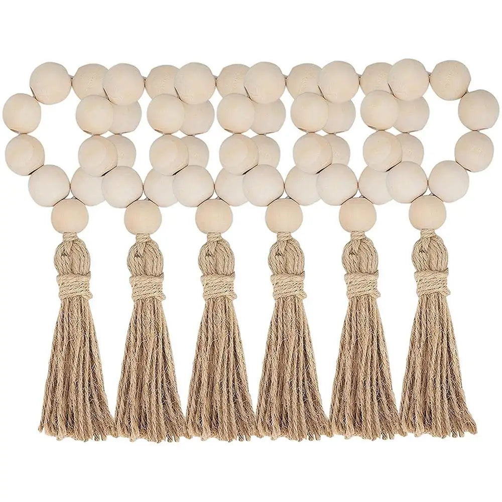 Wood Bead & Tassel Napkin Rings