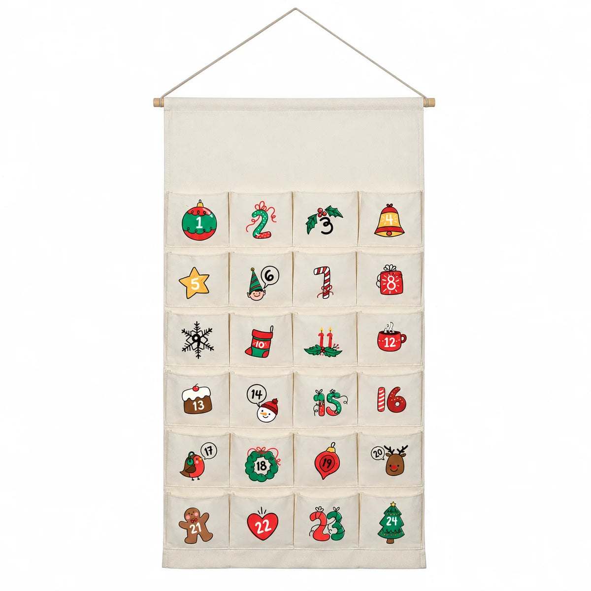24-Pocket Canvas Christmas Advent Calendar