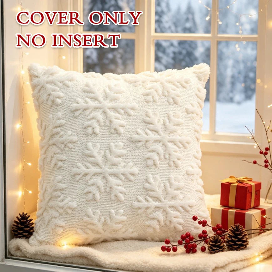 Winter Reindeer Plush Pillow Cover