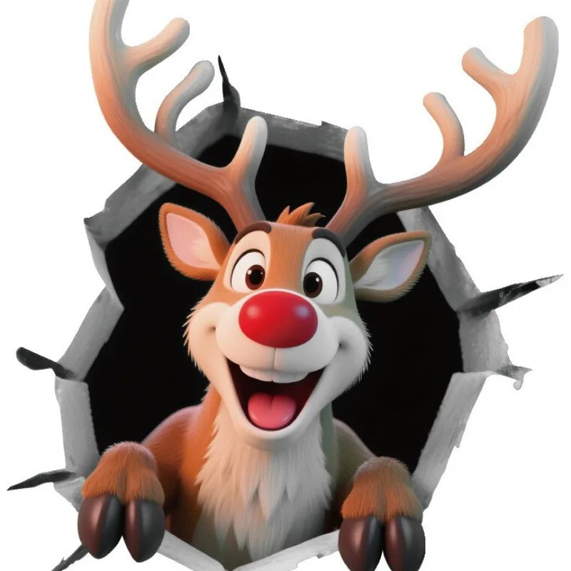 Santa and Reindeer Christmas Wall Decals