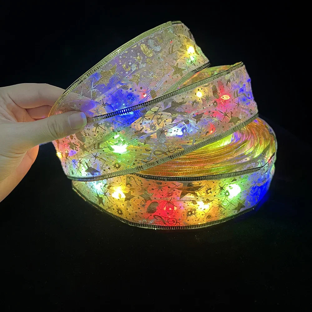 Lighted Christmas Ribbon Garland