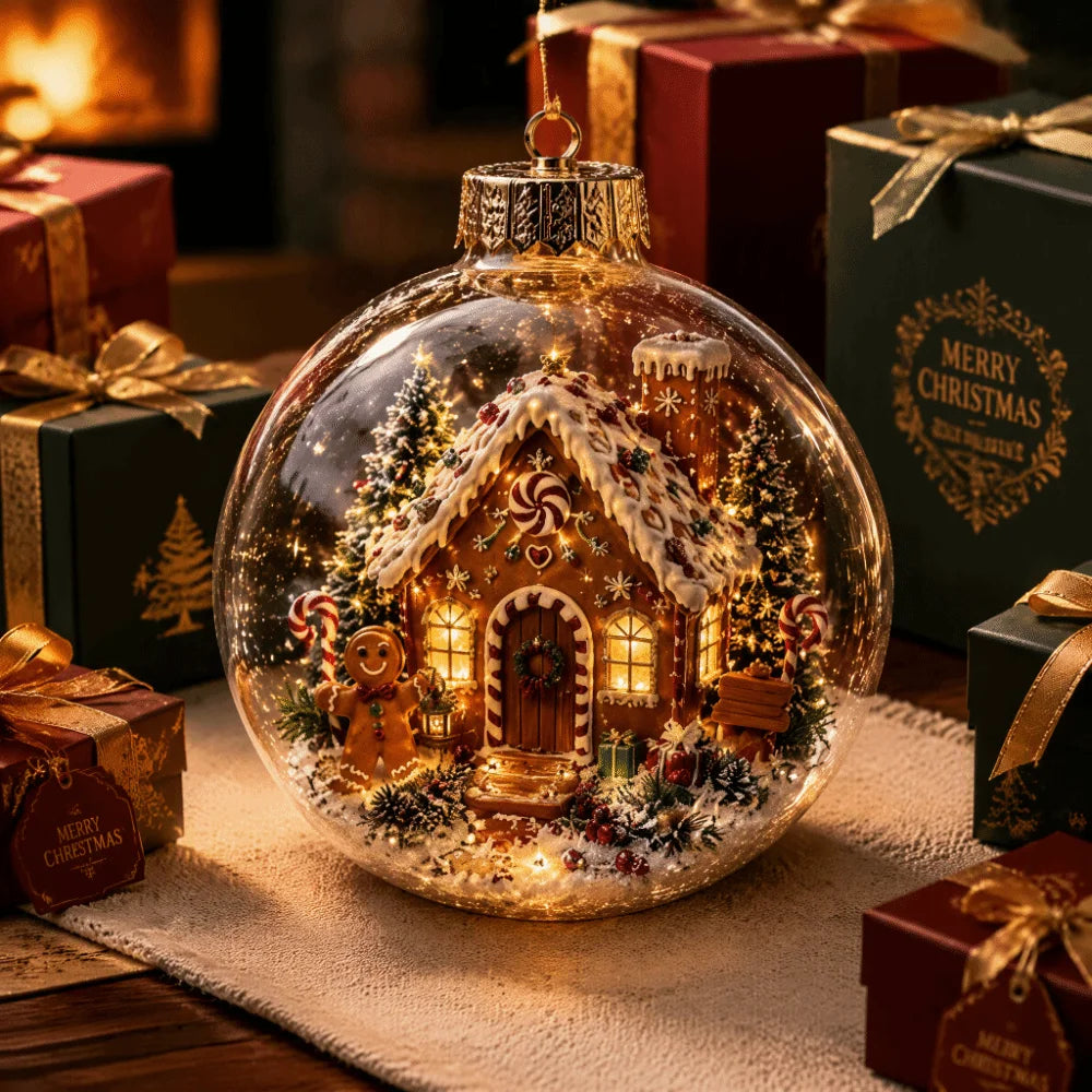 Clear Christmas Scene Ball Ornament