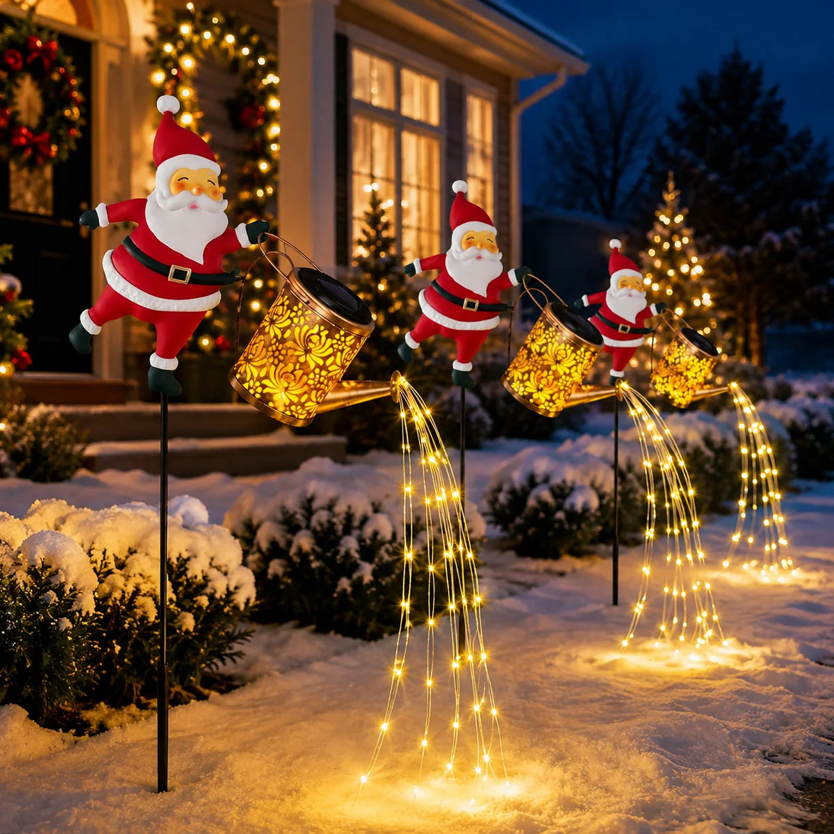 Solar Santa Watering-Can Fairy Light