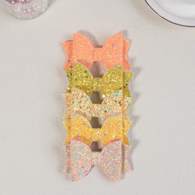 Sparkling Bow Hair Clips — Set of 5