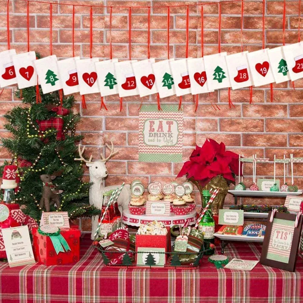 Christmas Felt Drawstring Gift Bag Sets
