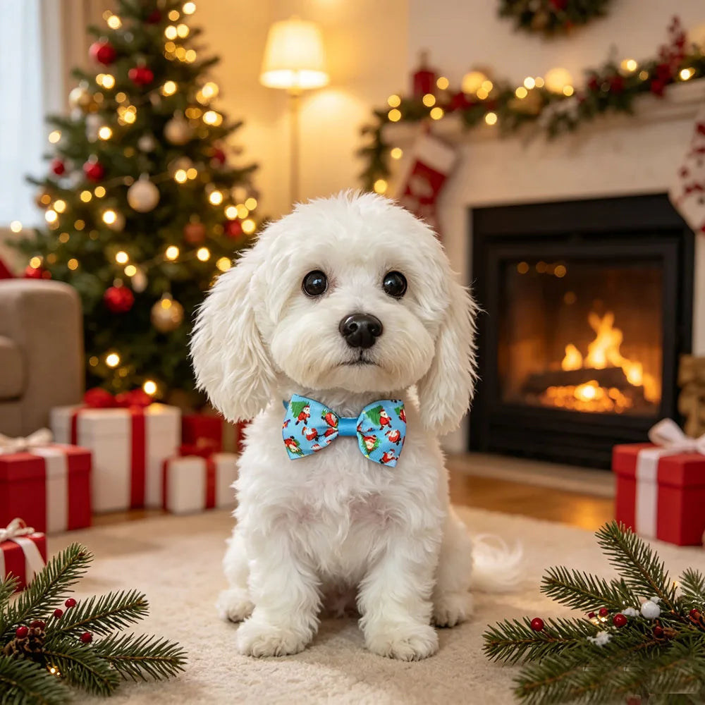 Mixed Christmas Dog Bow Ties — Pack of 10