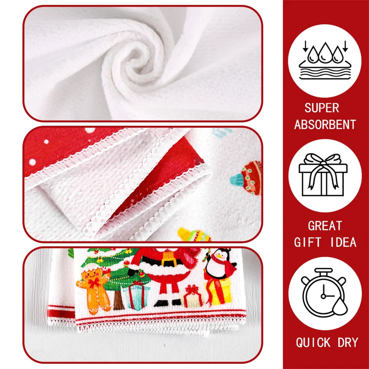 Santa Christmas Dish Towels — Set of 2
