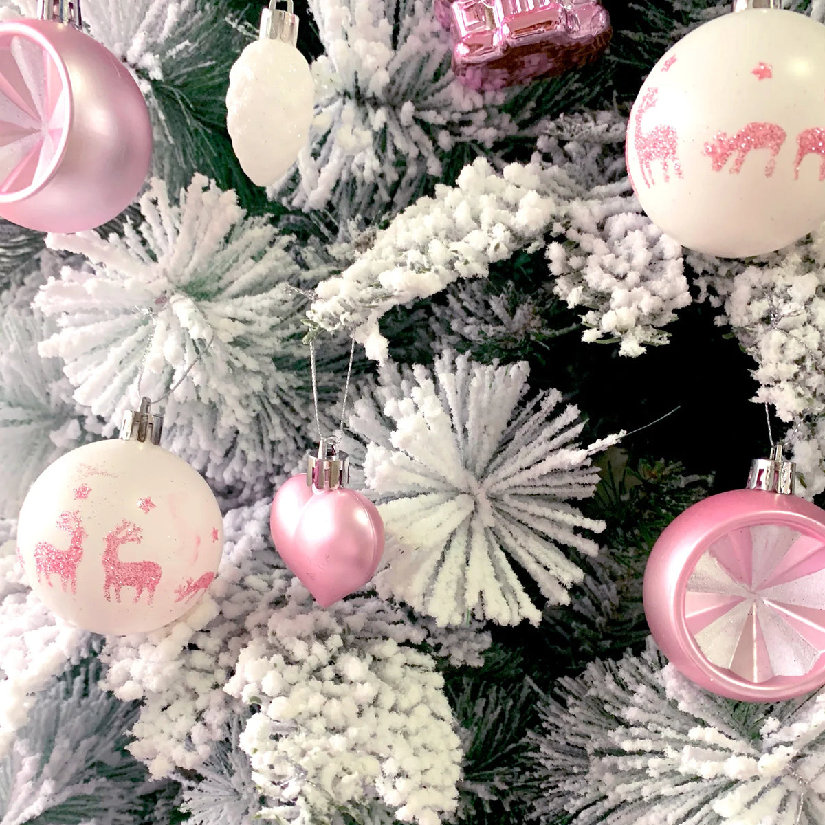 Pink Christmas Ornament Assortment — Set of 40
