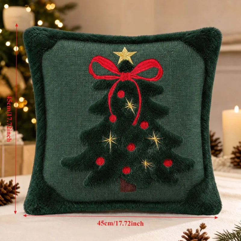 Velvet Christmas Tree Pillow Cover
